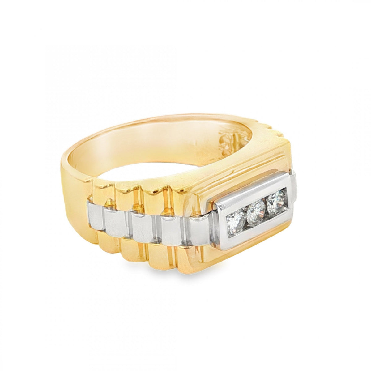 9ct Yellow & White Gold 3 Stone Diamond Ring - Size S - 0.25ct