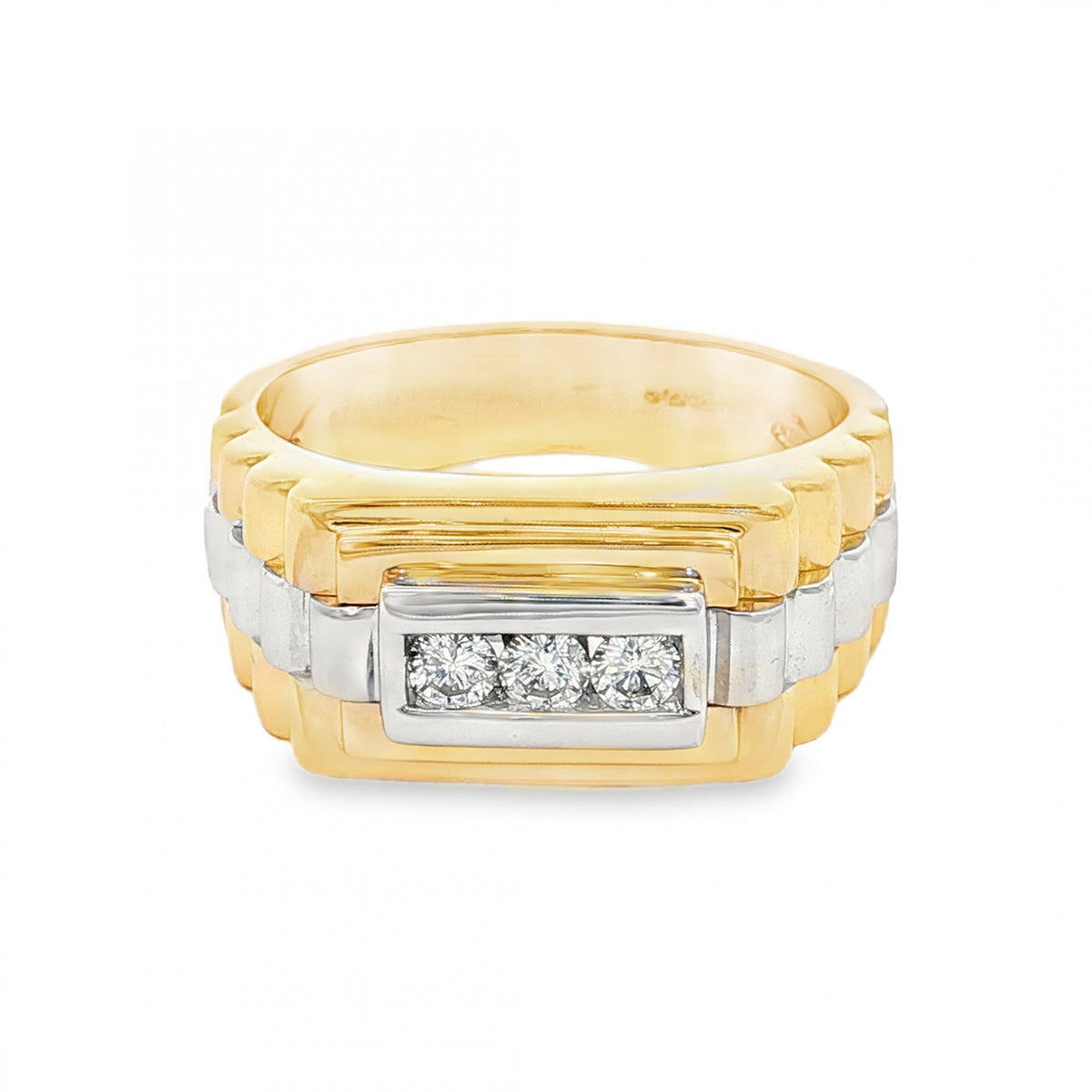9ct Yellow & White Gold 3 Stone Diamond Ring - Size S - 0.25ct
