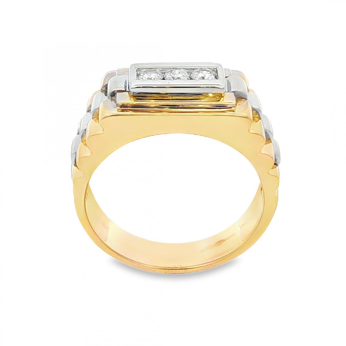 9ct Yellow & White Gold 3 Stone Diamond Ring - Size S - 0.25ct