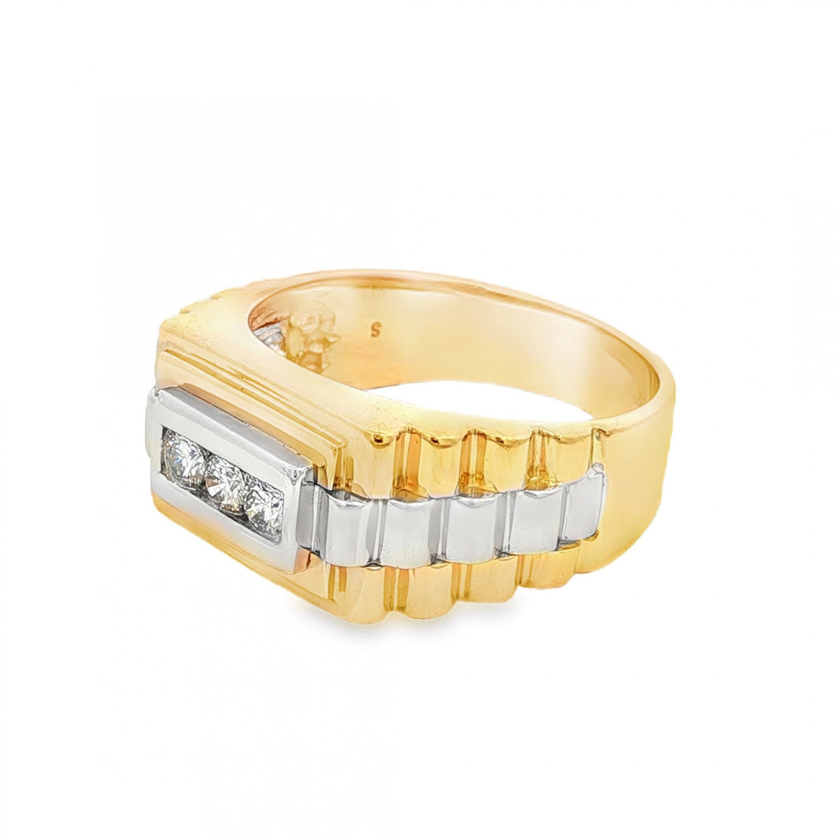 9ct Yellow & White Gold 3 Stone Diamond Ring - Size S - 0.25ct