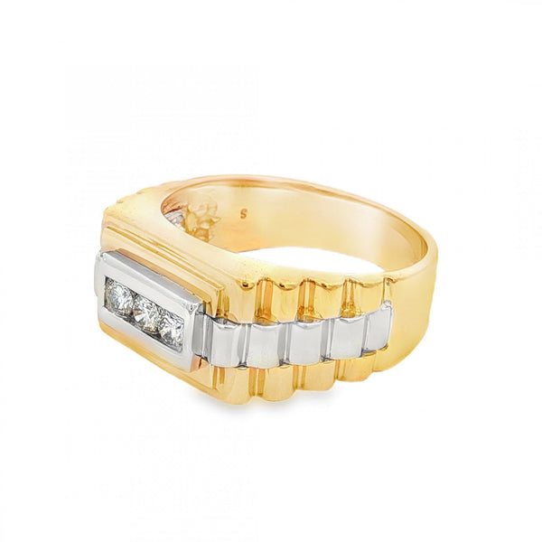 9ct Yellow & White Gold 3 Stone Diamond Ring - Size S - 0.25ct