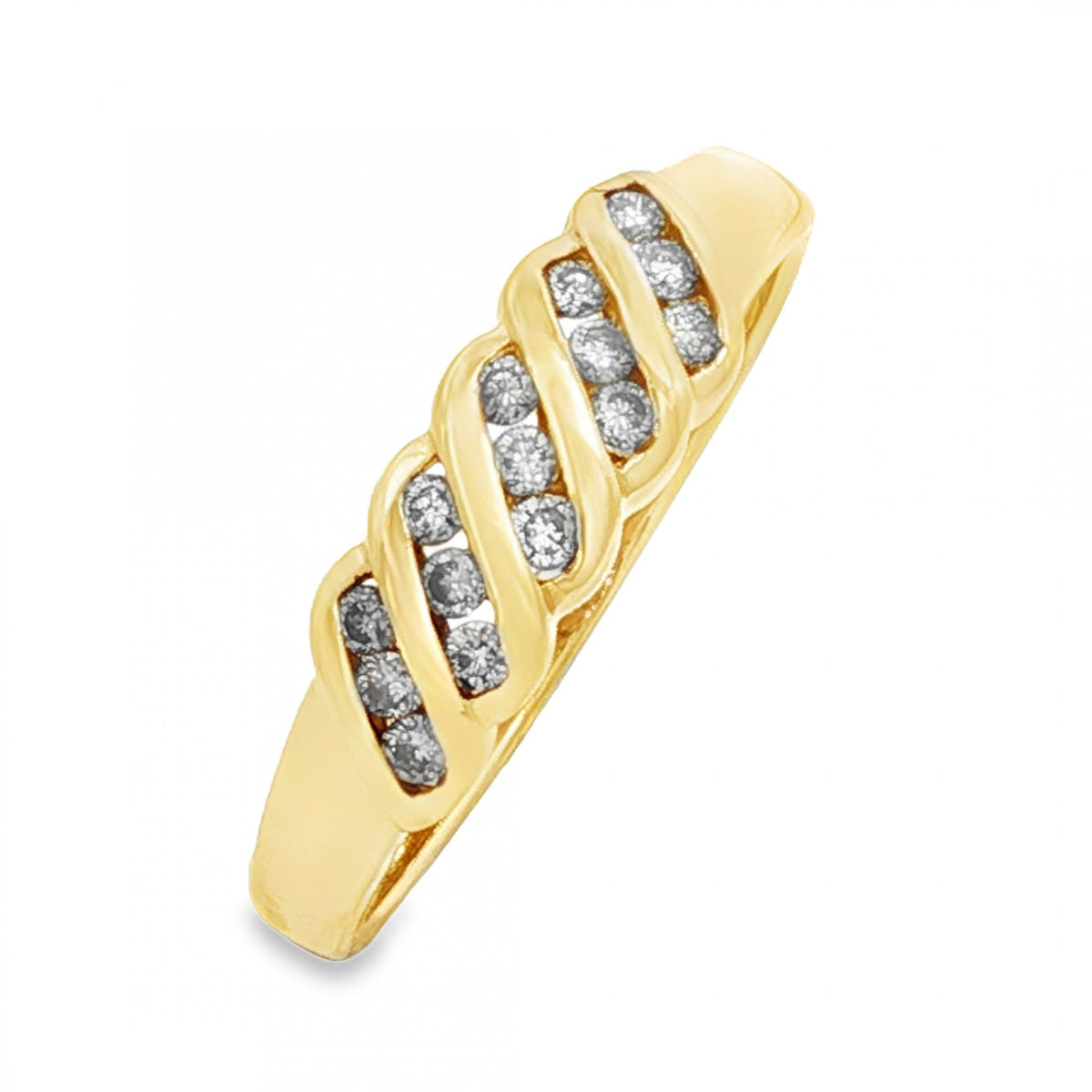 9ct Yellow Gold Diamond Half-Eternity Ring - Size R - 0.25ct