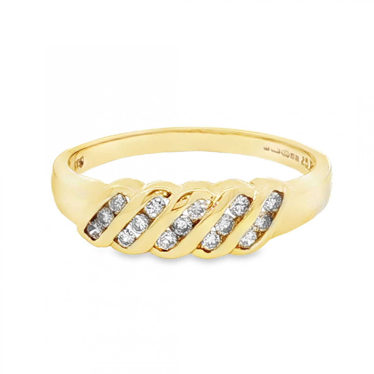 9ct Yellow Gold Diamond Half-Eternity Ring - Size R - 0.25ct