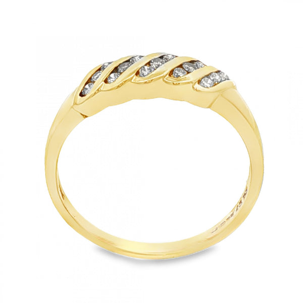 9ct Yellow Gold Diamond Half-Eternity Ring - Size R - 0.25ct