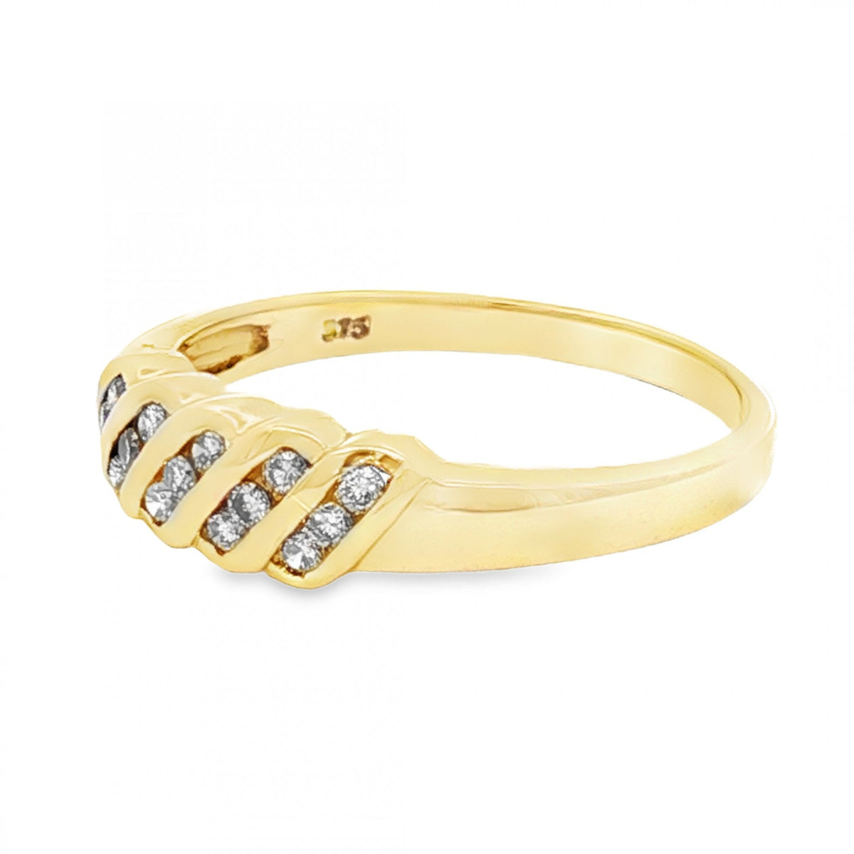 9ct Yellow Gold Diamond Half-Eternity Ring - Size R - 0.25ct