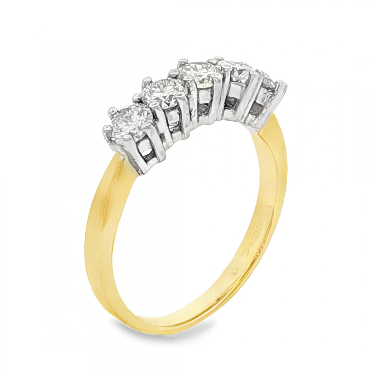 18ct Yellow Gold Diamond Half-Eternity Ring - Size M - 0.75ct
