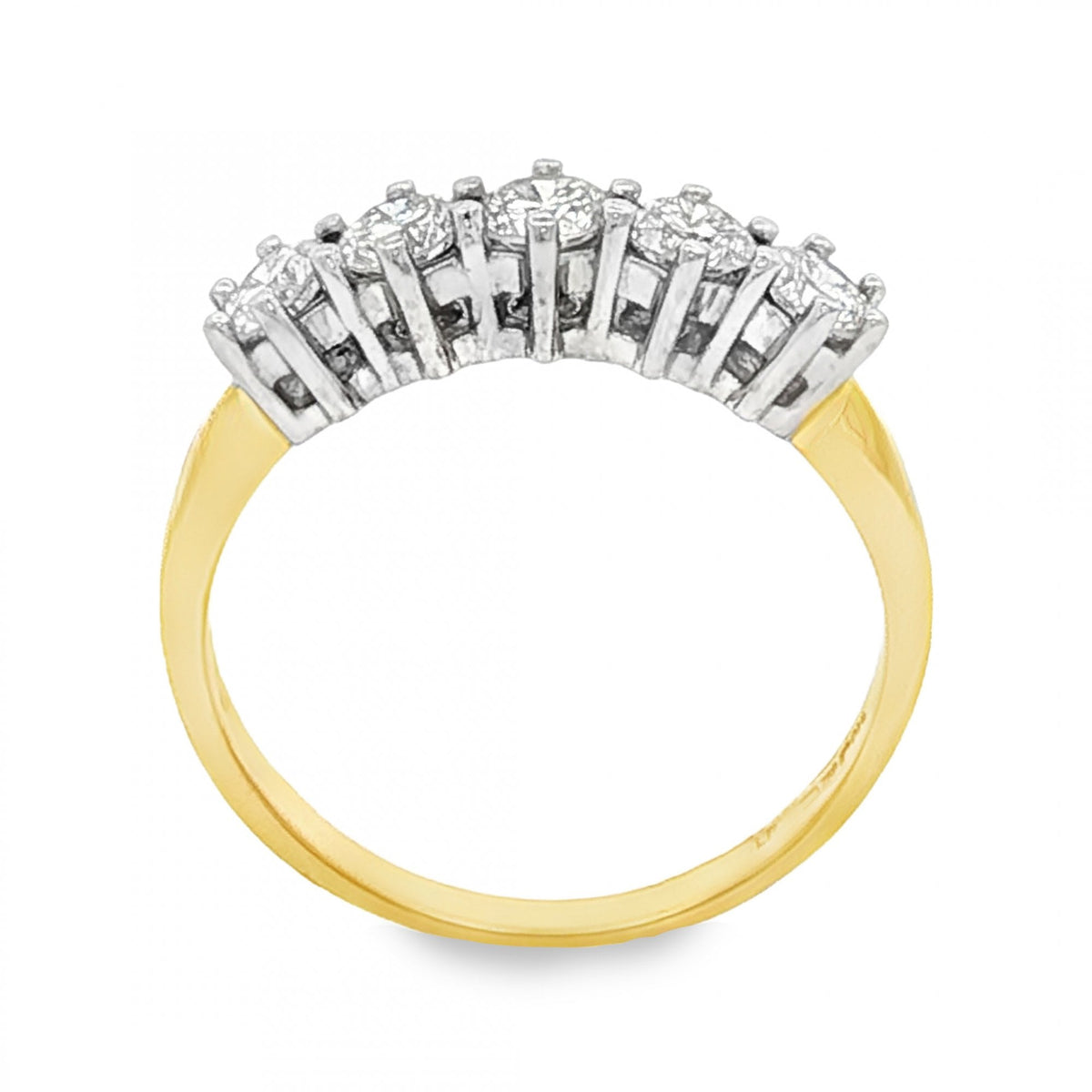 18ct Yellow Gold Diamond Half-Eternity Ring - Size M - 0.75ct