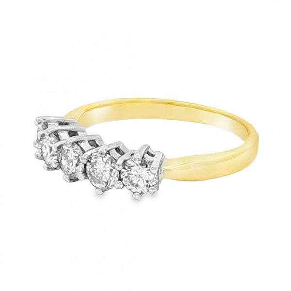 18ct Yellow Gold Diamond Half-Eternity Ring - Size M - 0.75ct