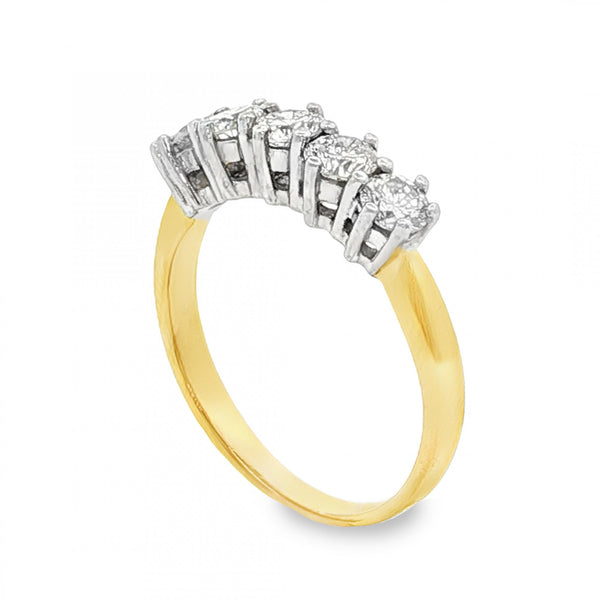 18ct Yellow Gold Diamond Half-Eternity Ring - Size M - 0.75ct