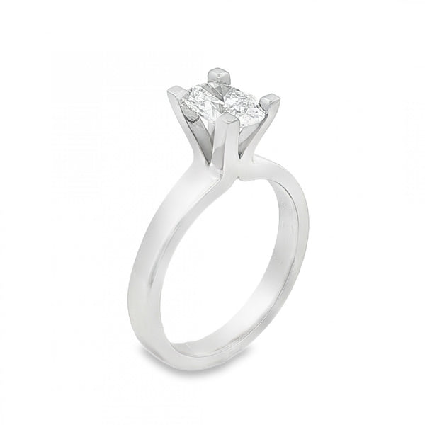 1.00ct Platinum Certified Oval Diamond Engagement Ring - VVS2/E