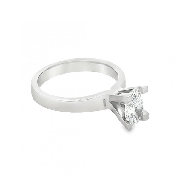 1.00ct Platinum Certified Oval Diamond Engagement Ring - VVS2/E