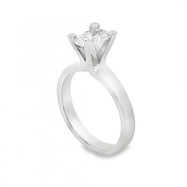 1.00ct Platinum Certified Oval Diamond Engagement Ring - VVS2/E