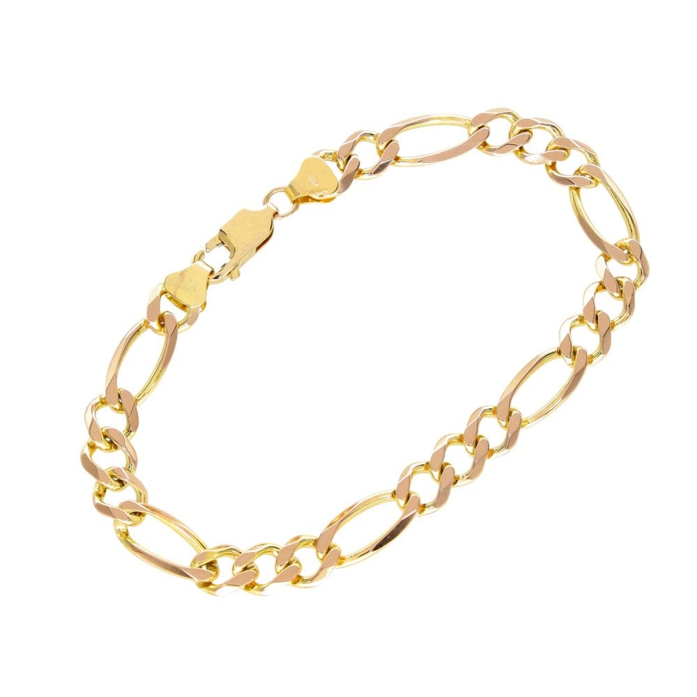 9ct Yellow Gold Figaro Bracelet - 7.5" - 9.5g