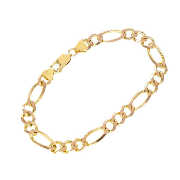 9ct Yellow Gold Figaro Bracelet - 7.5" - 9.5g