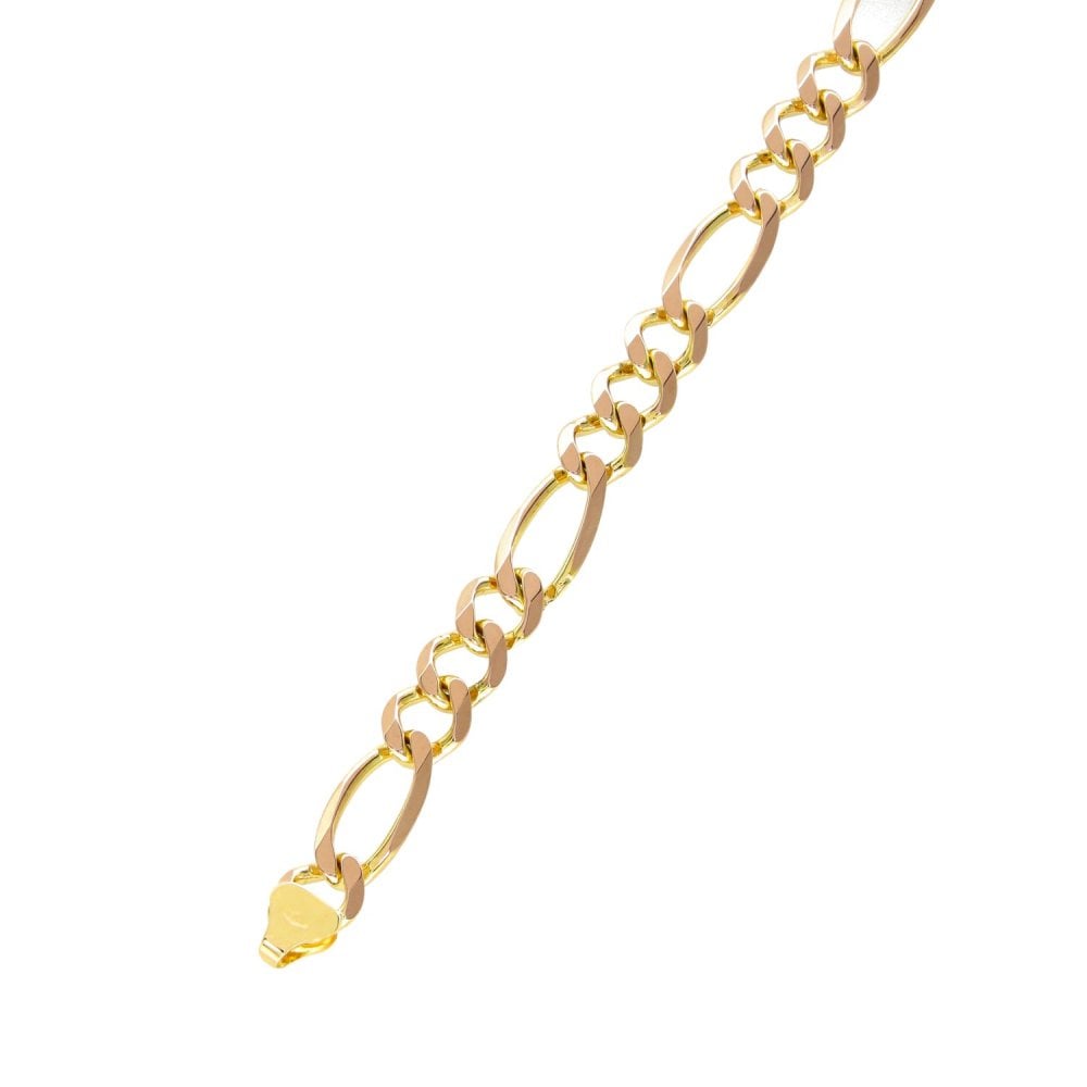 9ct Yellow Gold Figaro Bracelet - 7.5" - 9.5g