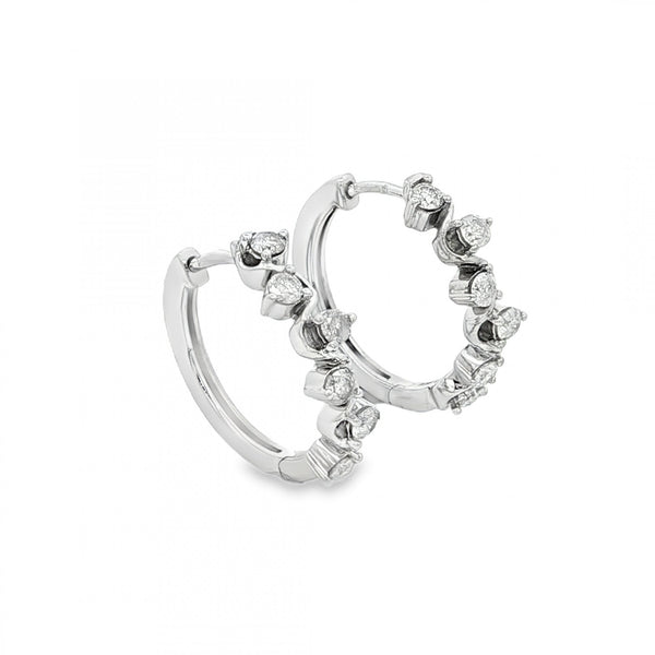 9ct White Gold Diamond Scatter Hoop Earrings - 18x17mm - 0.48ct