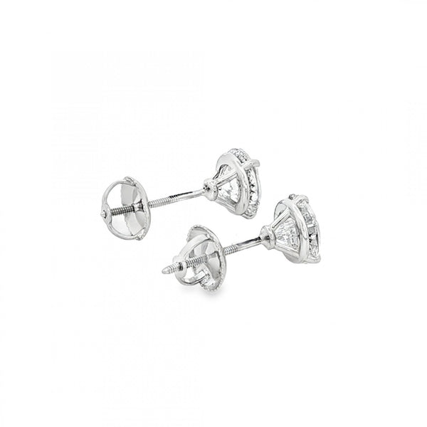 14ct White Gold Diamond Stud Earrings - 7x7mm - 2.45ct