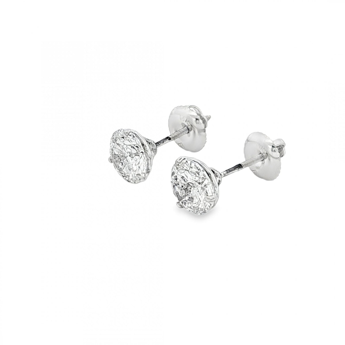 14ct White Gold Diamond Stud Earrings - 7x7mm - 2.45ct