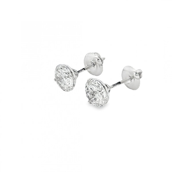 14ct White Gold Diamond Stud Earrings - 7x7mm - 2.45ct