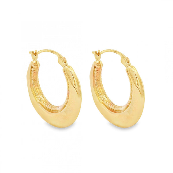 9ct Yellow Gold Round Faceted Hoop Earrings - 23x24x4mm - 1.8g
