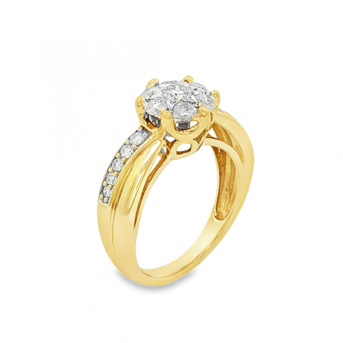 9ct Yellow Gold Diamond Cluster Ring - Size I½ - 0.50ct