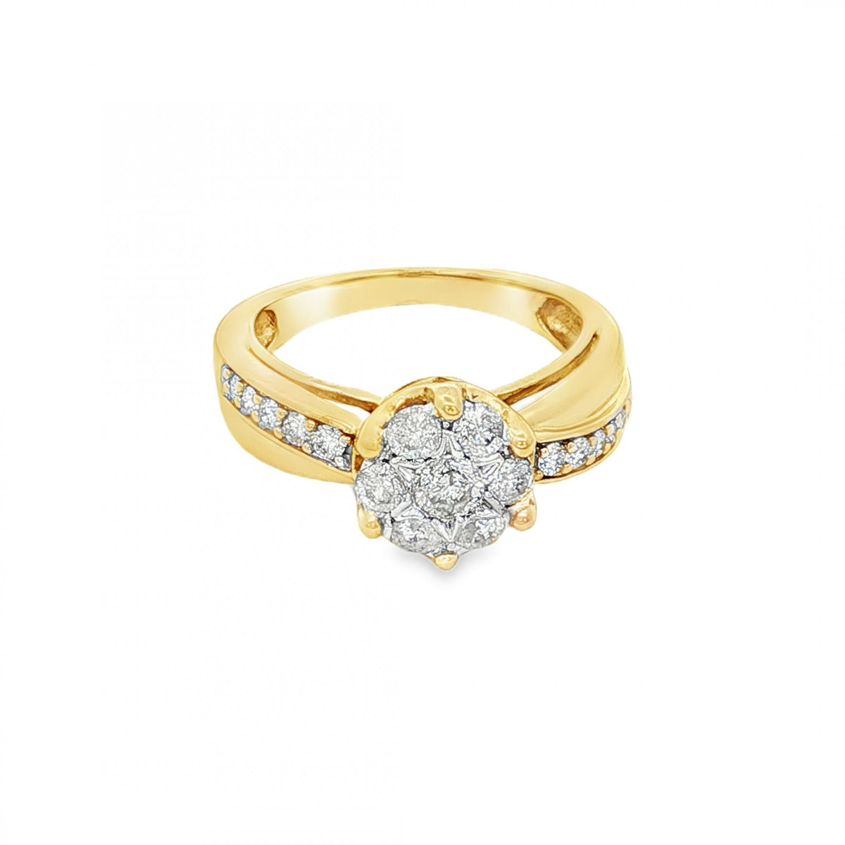 9ct Yellow Gold Diamond Cluster Ring - Size I½ - 0.50ct