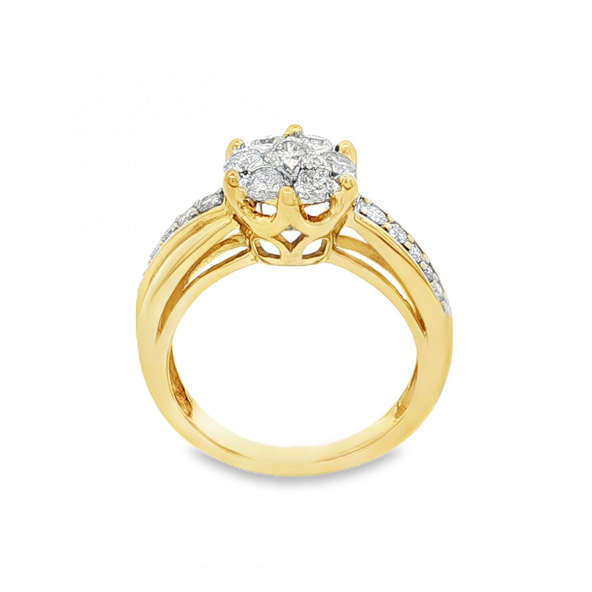 9ct Yellow Gold Diamond Cluster Ring - Size I½ - 0.50ct