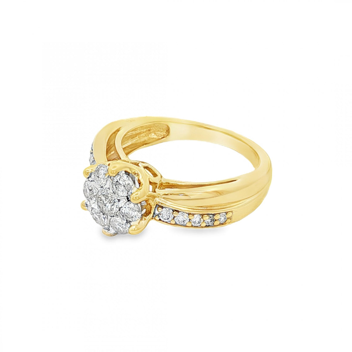 9ct Yellow Gold Diamond Cluster Ring - Size I½ - 0.50ct