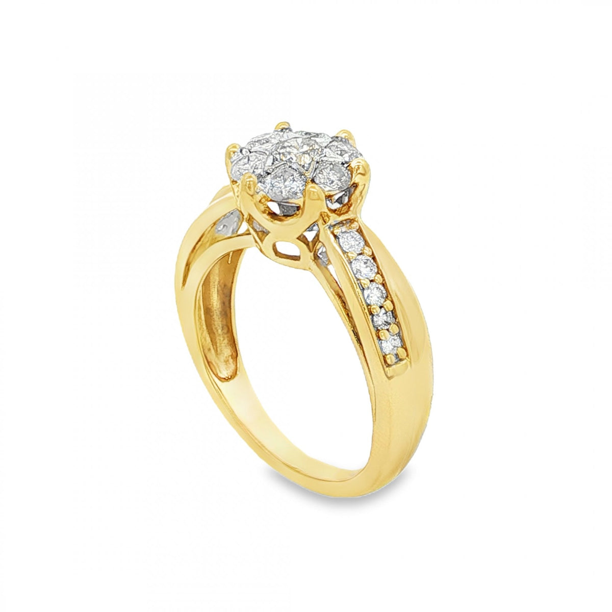 9ct Yellow Gold Diamond Cluster Ring - Size I½ - 0.50ct