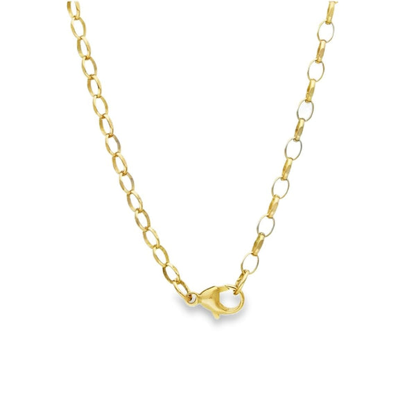 9ct Yellow Gold Claddagh Chalcedony Pendant & Necklace - 20"