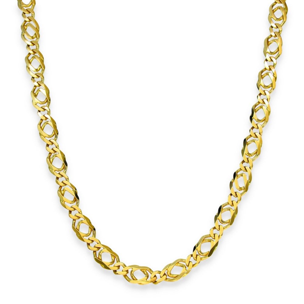 9ct Yellow Gold Double Curb Chain - 18" - 18.5g