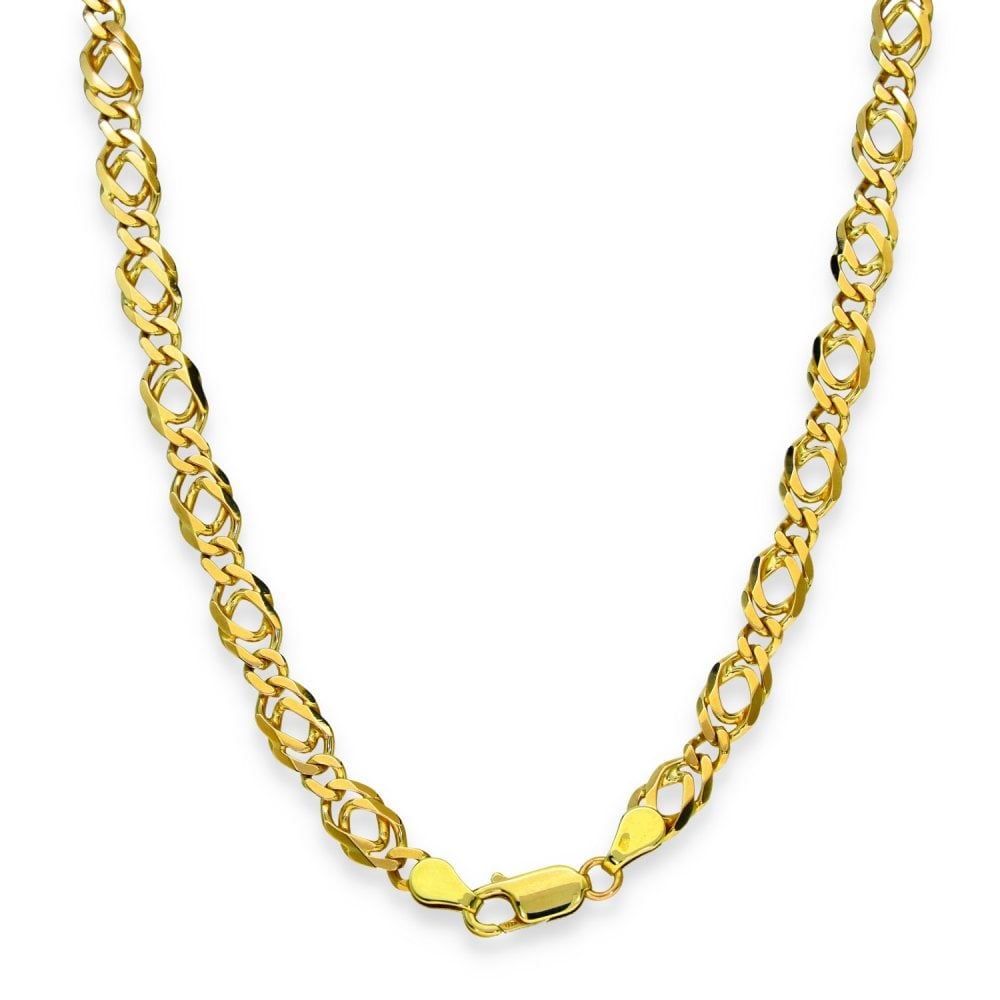9ct Yellow Gold Double Curb Chain - 18" - 18.5g