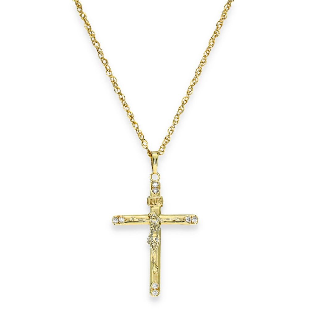 9ct Yellow Gold Crucifix Pendant & Necklace - 24" - 6.3g