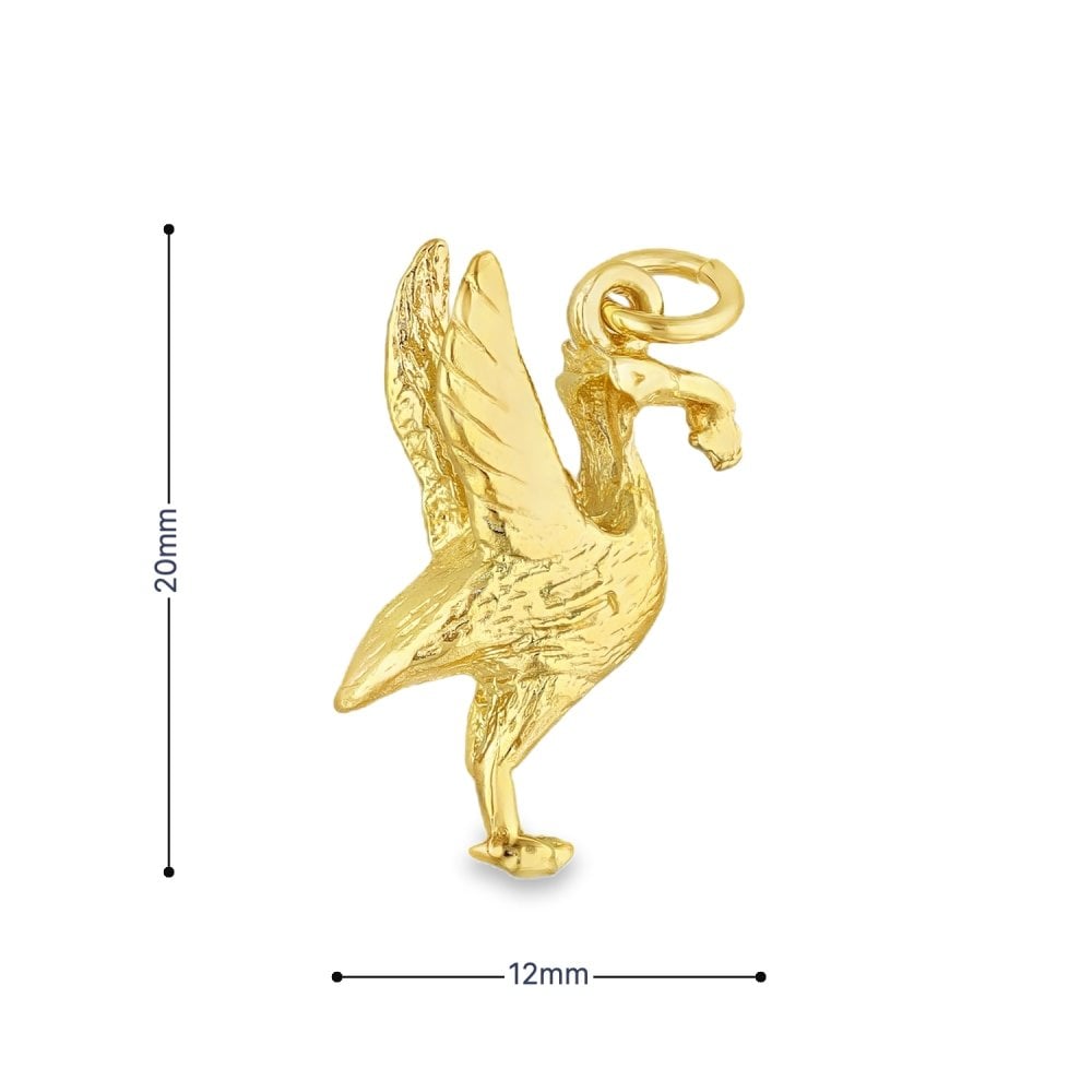 9ct Yellow Gold Liverbird Pendant - 12x20x6mm - 3.5g