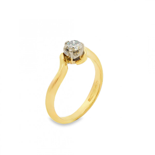 18ct Yellow Gold Diamond Engagement Ring - Size J - 0.25ct
