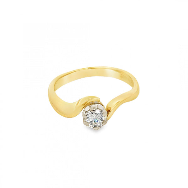 18ct Yellow Gold Diamond Engagement Ring - Size J - 0.25ct