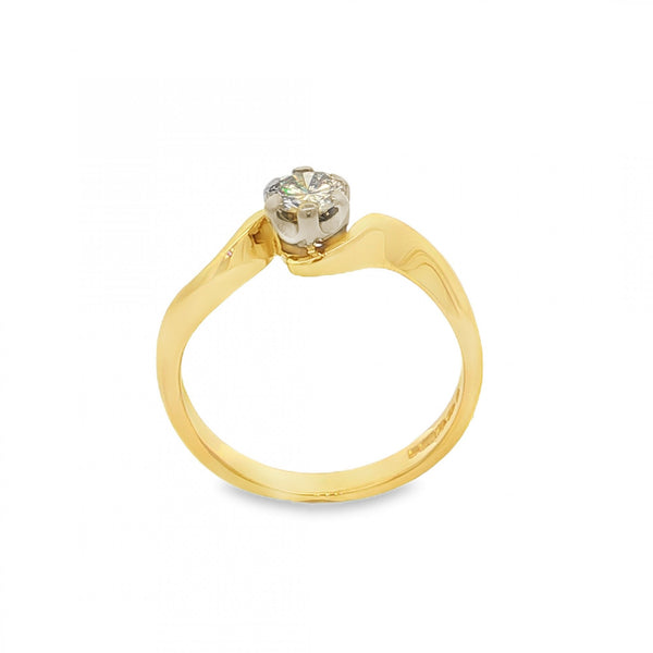18ct Yellow Gold Diamond Engagement Ring - Size J - 0.25ct