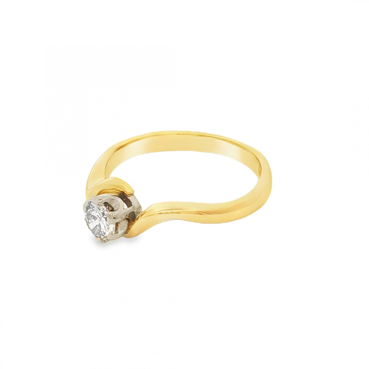 18ct Yellow Gold Diamond Engagement Ring - Size J - 0.25ct