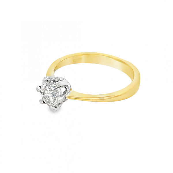 18ct Yellow Gold Diamond Engagement Ring - Size M - 0.65ct