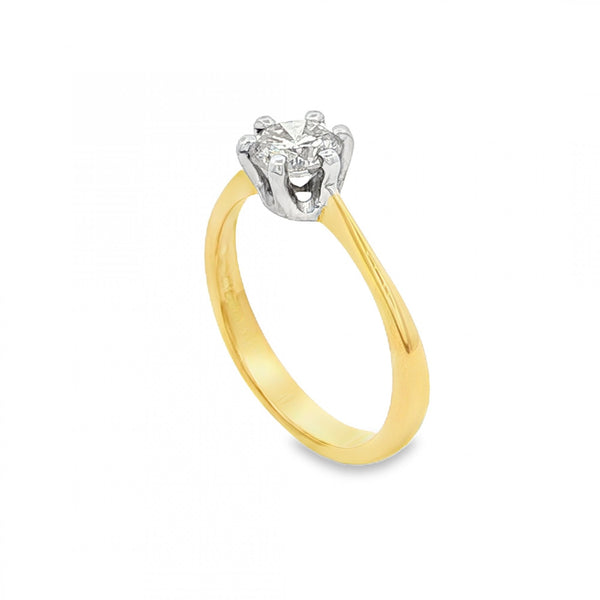 18ct Yellow Gold Diamond Engagement Ring - Size M - 0.65ct