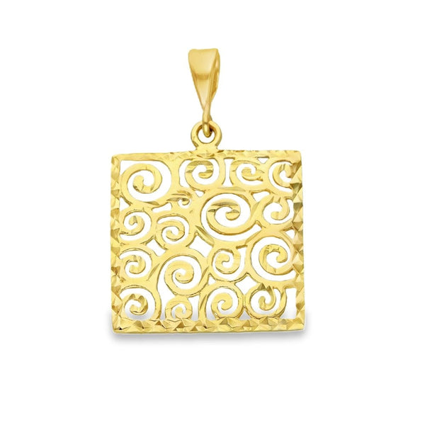 9ct Yellow Gold Open Filigree Pendant - 19x23x2mm - 2.2g