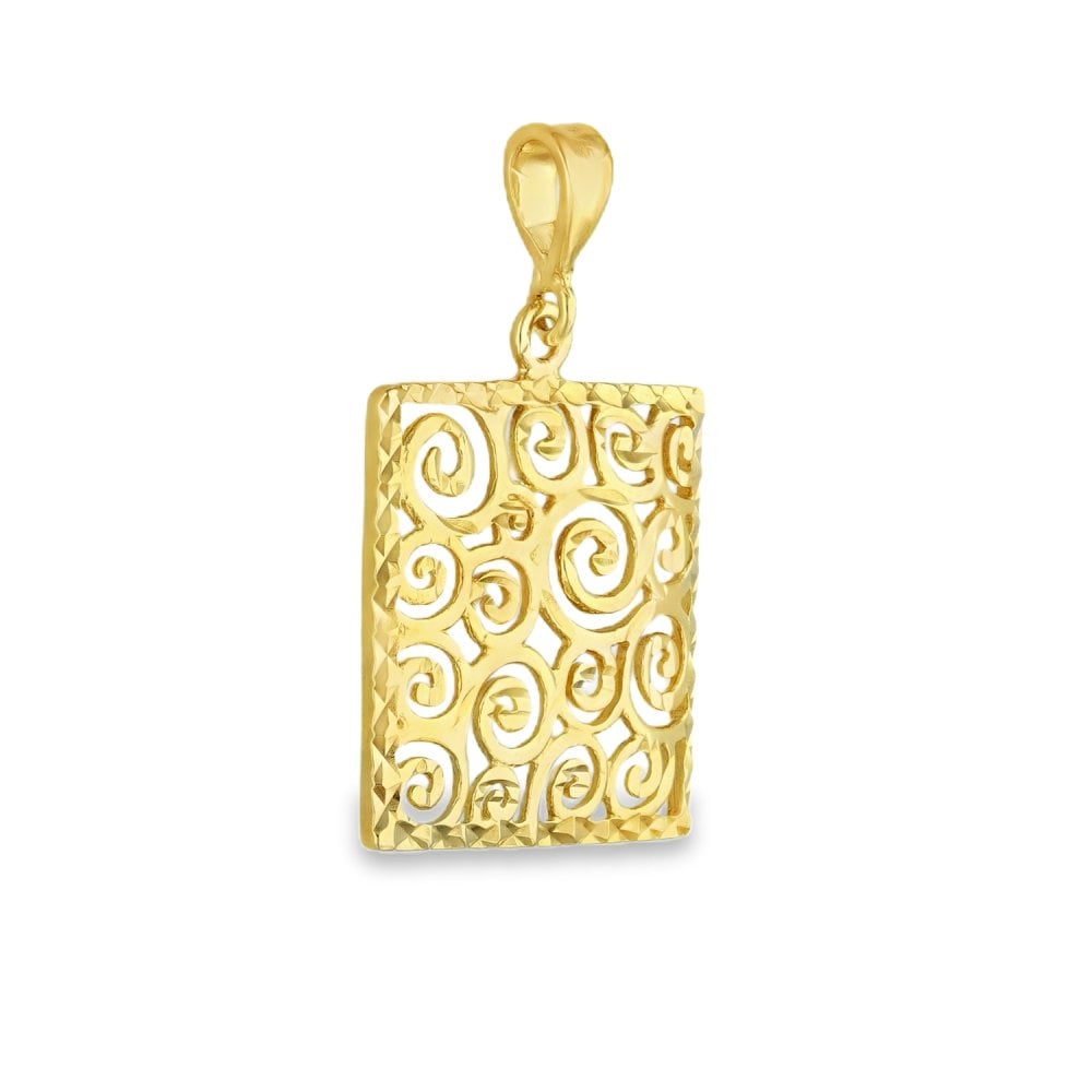 9ct Yellow Gold Open Filigree Pendant - 19x23x2mm - 2.2g