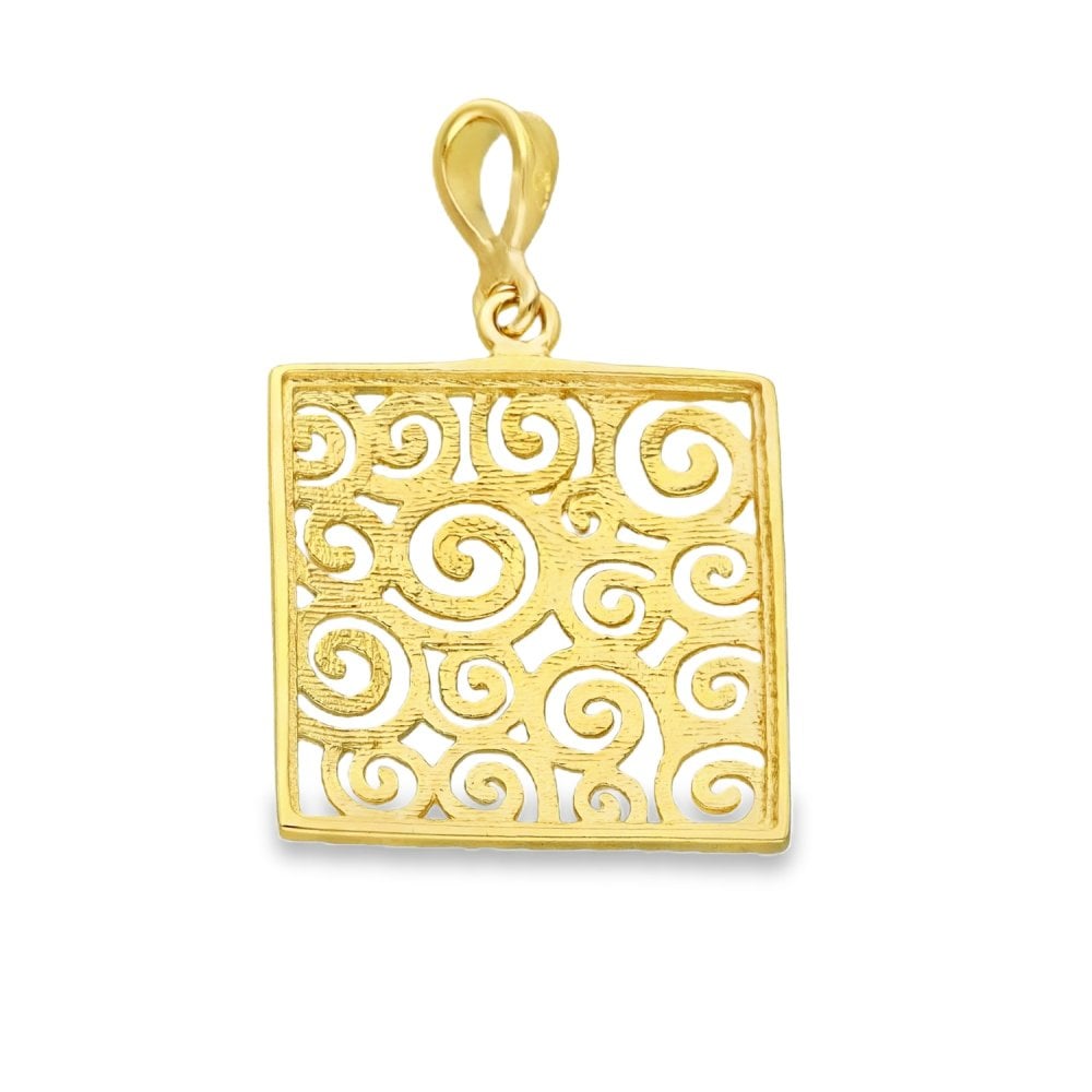 9ct Yellow Gold Open Filigree Pendant - 19x23x2mm - 2.2g