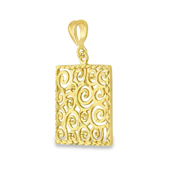 9ct Yellow Gold Open Filigree Pendant - 19x23x2mm - 2.2g