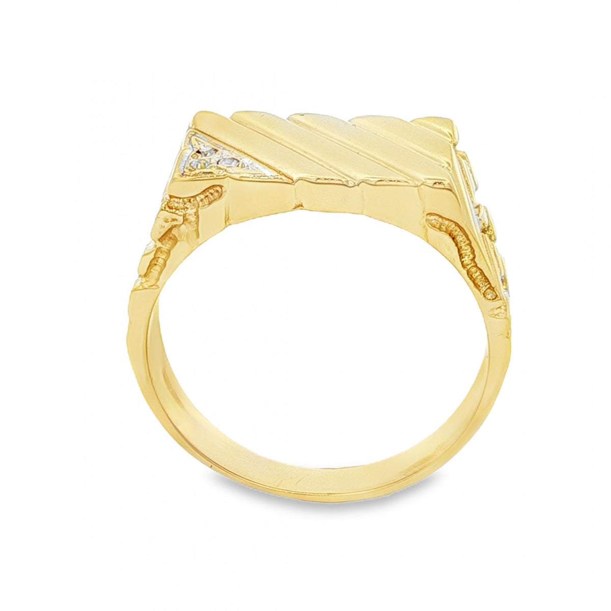 9ct White Gold Diamond Channel Ring - Size V½ - 9mm
