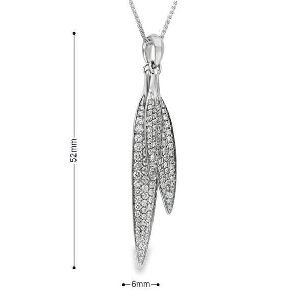 18ct White Gold Diamond Leaf Pendant & Earrings Set -18" -2.47ct