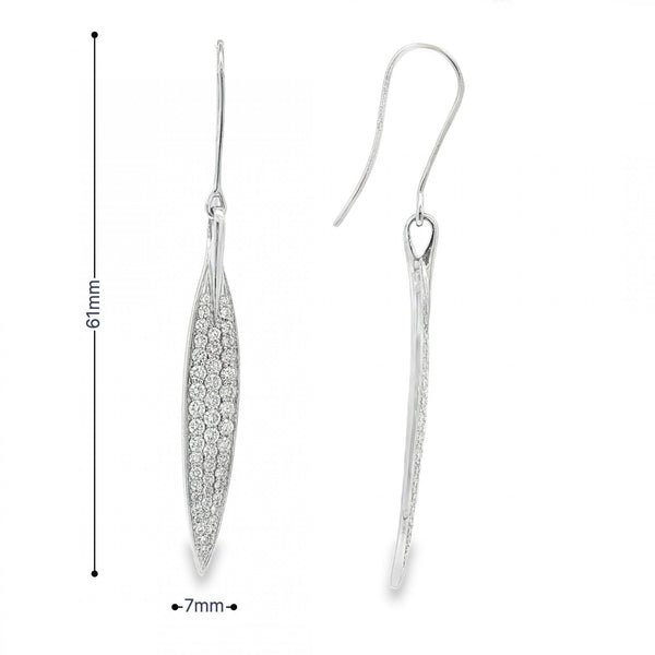 18ct White Gold Diamond Leaf Pendant & Earrings Set -18" -2.47ct