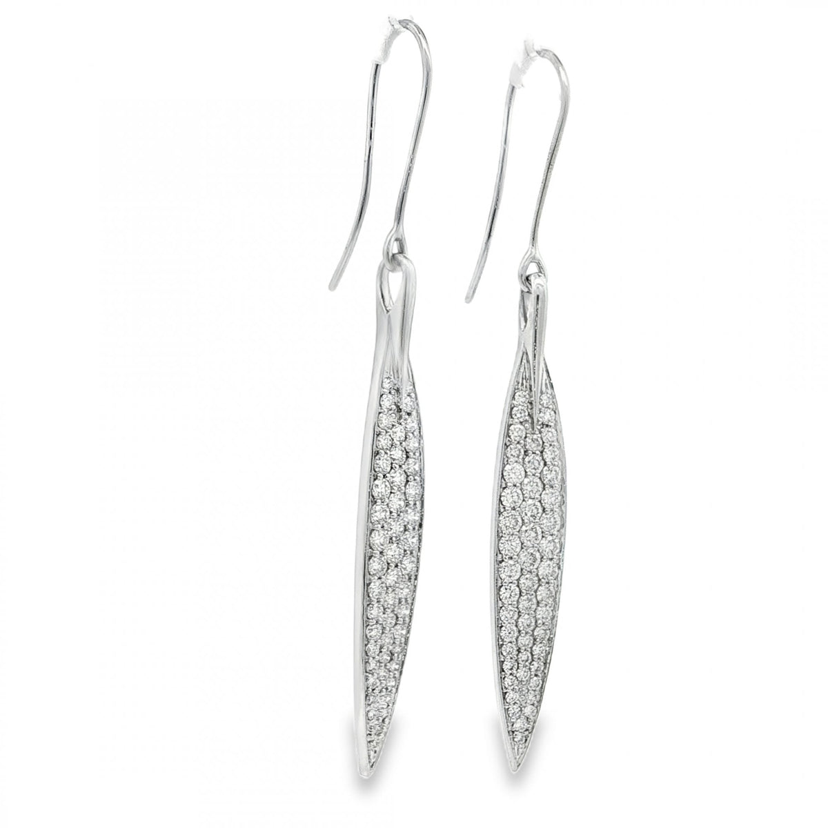 18ct White Gold Diamond Leaf Pendant & Earrings Set -18" -2.47ct