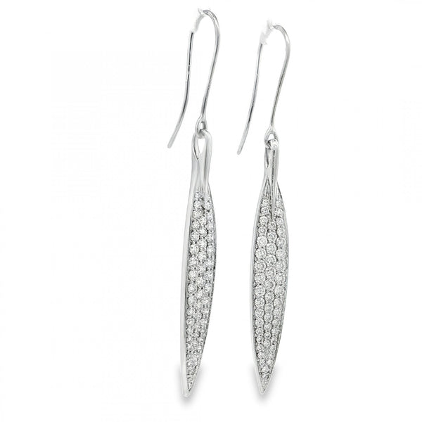18ct White Gold Diamond Leaf Pendant & Earrings Set -18" -2.47ct