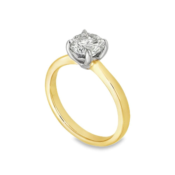 18ct Yellow Gold Certified Diamond Engagement Ring - 1.40ct